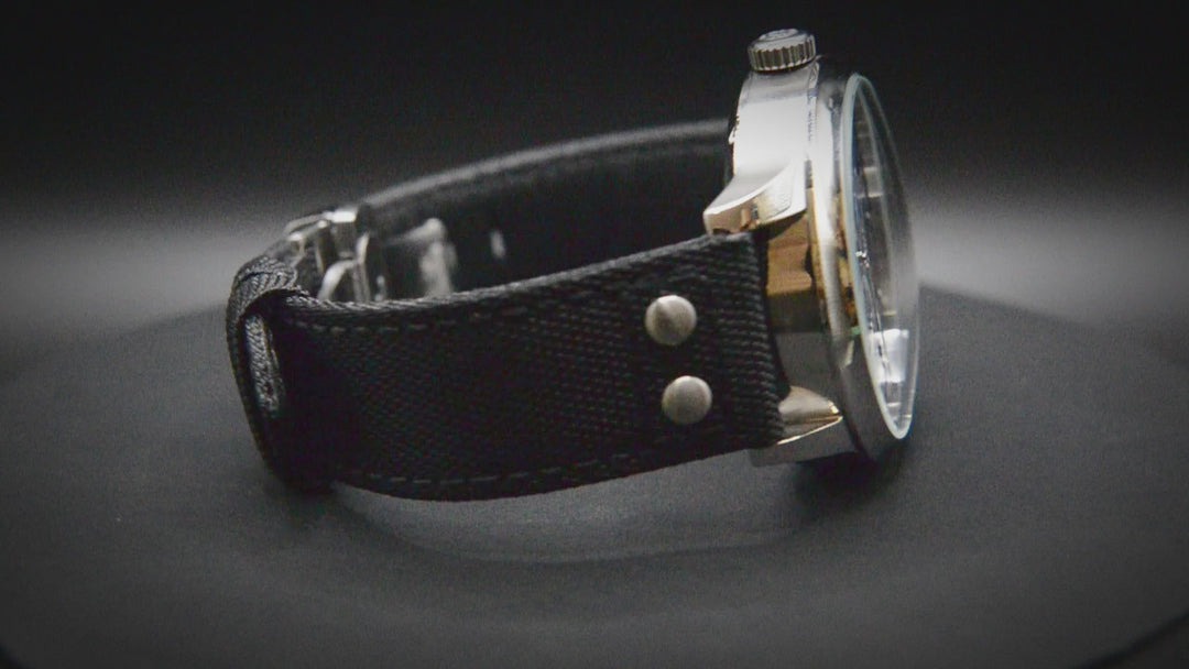 Cordura military grade watch strap, Airborne Commander watch band by FinWacthStraps®. Deployment clasp installed.