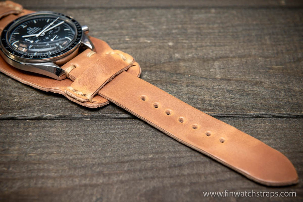 Bund-style Shell Cordovan watch strap, Aviator model. Handmade in Finland, 10-26 mm. - finwatchstraps