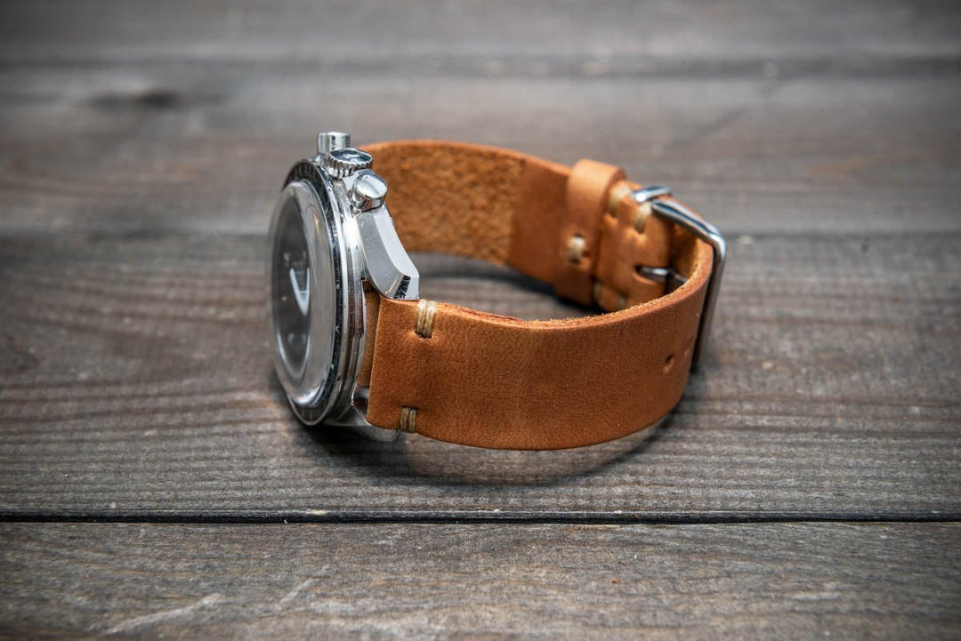 Italian leather watch band, Caramel color. Premium quality watch strap 16 mm, 17 mm, 18mm, 19 mm, 20 mm, 21 mm, 22mm, 23 mm, 24 mm, 25 mm, 26 mm - finwatchstraps