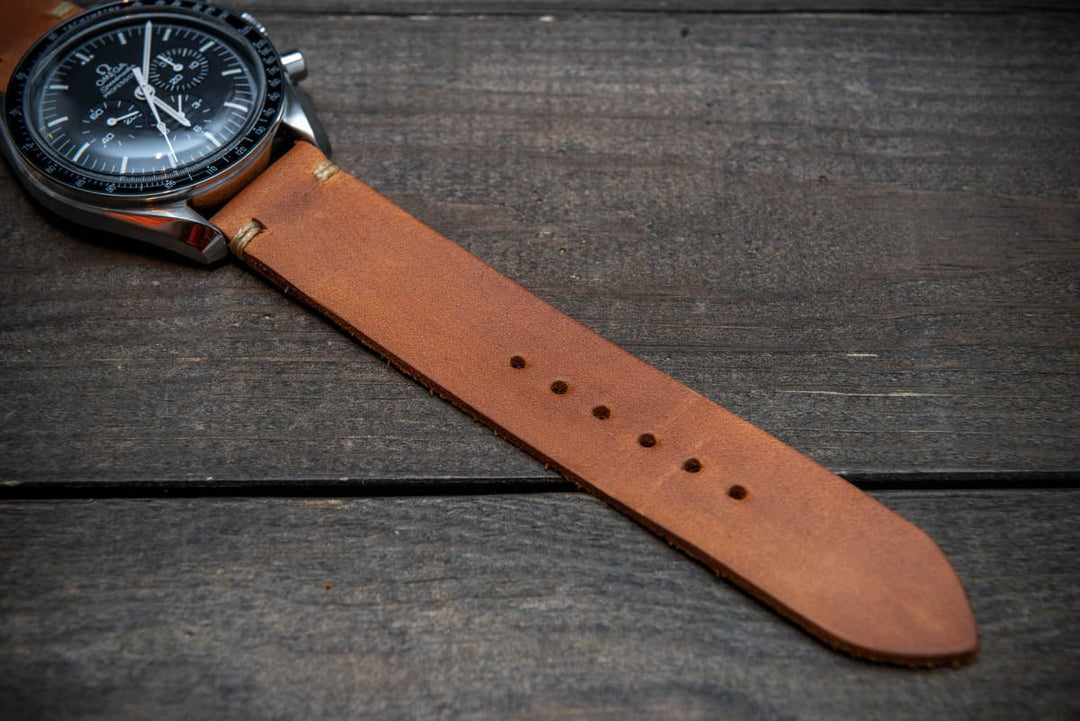 Italian leather watch band, Caramel color. Premium quality watch strap 16 mm, 17 mm, 18mm, 19 mm, 20 mm, 21 mm, 22mm, 23 mm, 24 mm, 25 mm, 26 mm - finwatchstraps