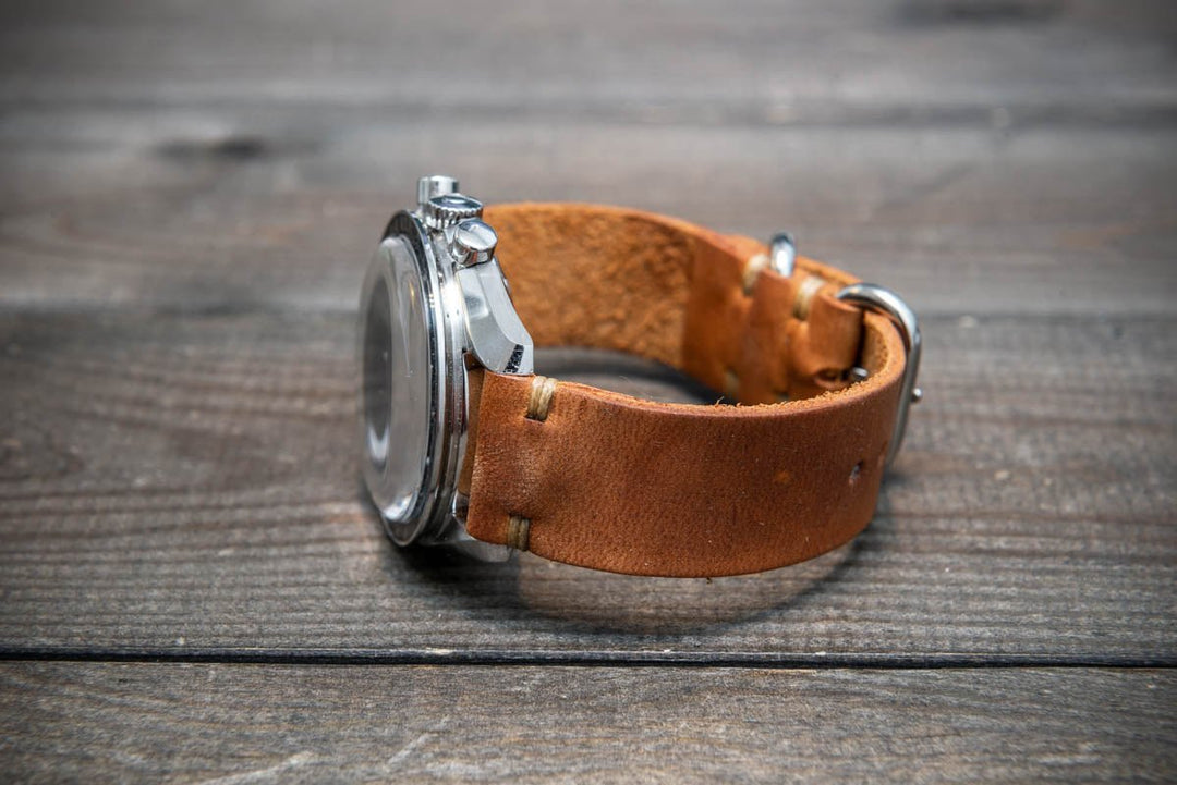 Italian leather watch band, Caramel color. Premium quality watch strap 16 mm, 17 mm, 18mm, 19 mm, 20 mm, 21 mm, 22mm, 23 mm, 24 mm - finwatchstraps