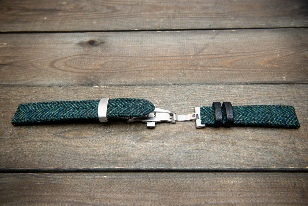 Pine Shadow HARRIS TWEED® Strap – Authentic Scottish Design. With a deployment clasp.