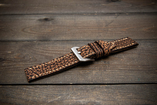 Prairie Brown Bison Leather Watch Strap – Handmade from Genuine American Bison Leather