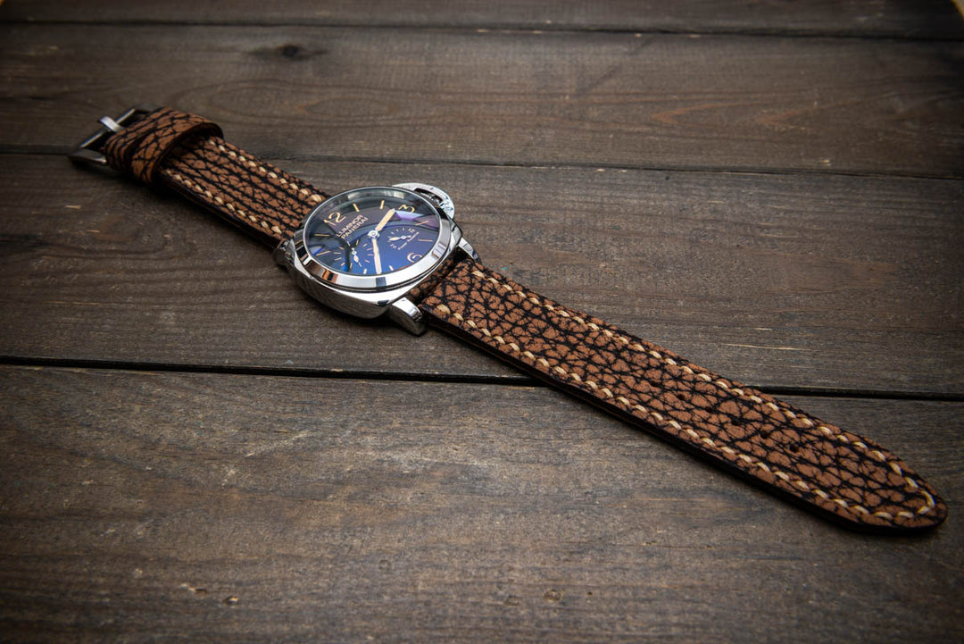 Prairie Brown Bison Leather Watch Strap – Handmade from Genuine American Bison Leather