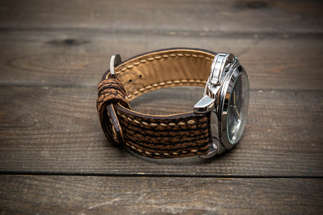 Prairie Brown Bison Leather Watch Strap – Handmade from Genuine American Bison Leather