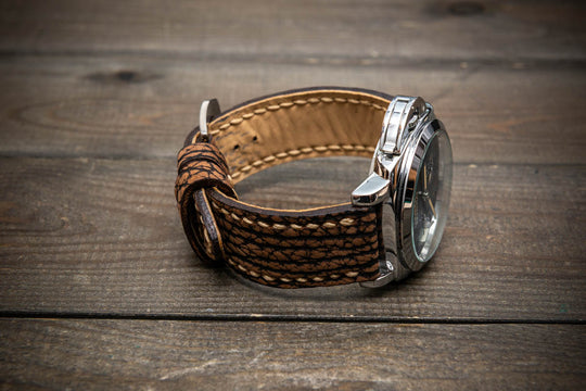 Prairie Brown Bison Leather Watch Strap – Handmade from Genuine American Bison Leather