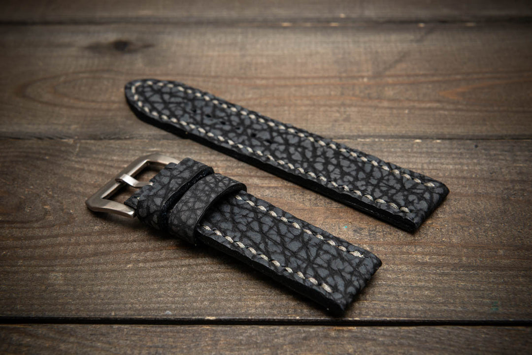 Dark Grey Bison Leather Watch Strap
