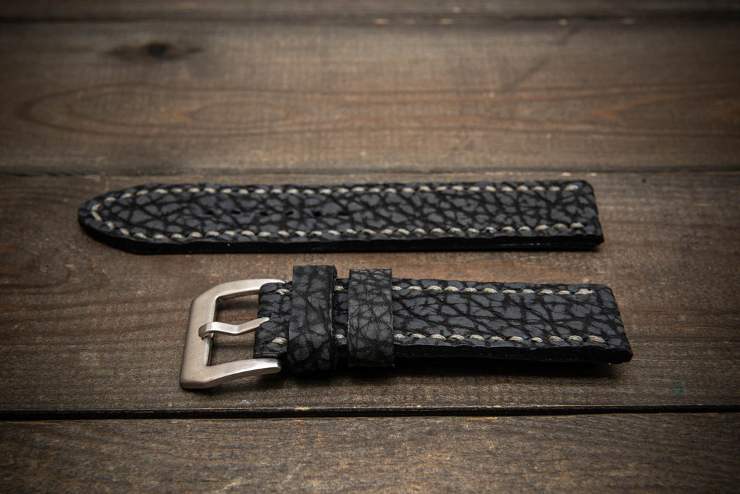 Dark Grey Bison Leather Watch Strap