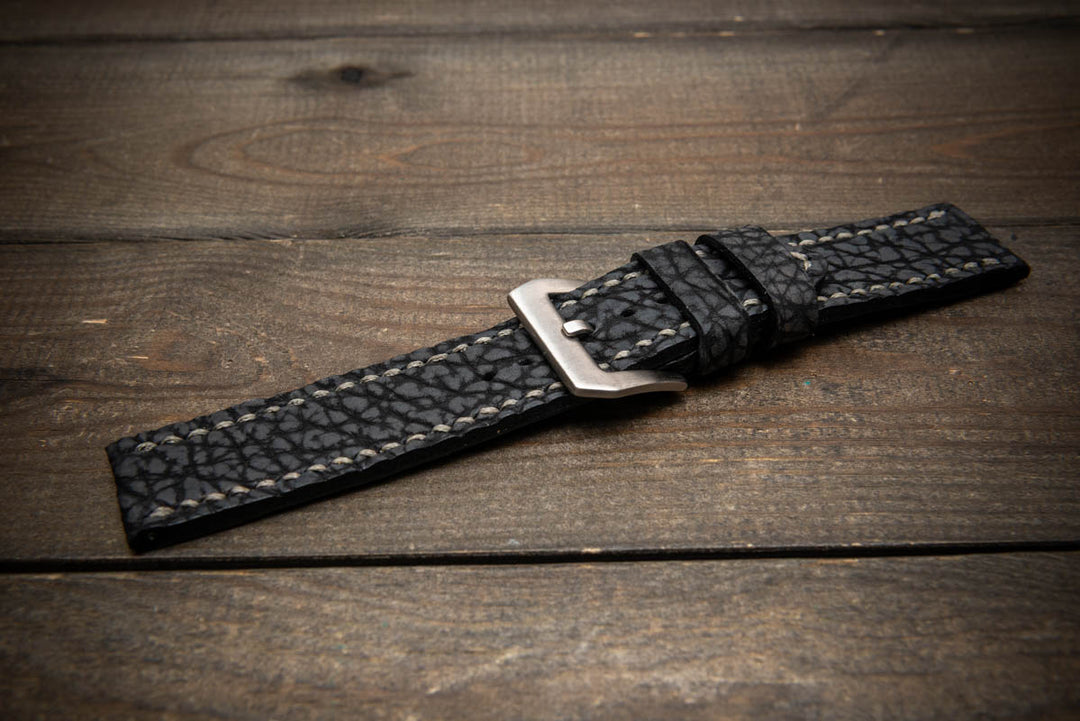 Dark Grey Bison Leather Watch Strap