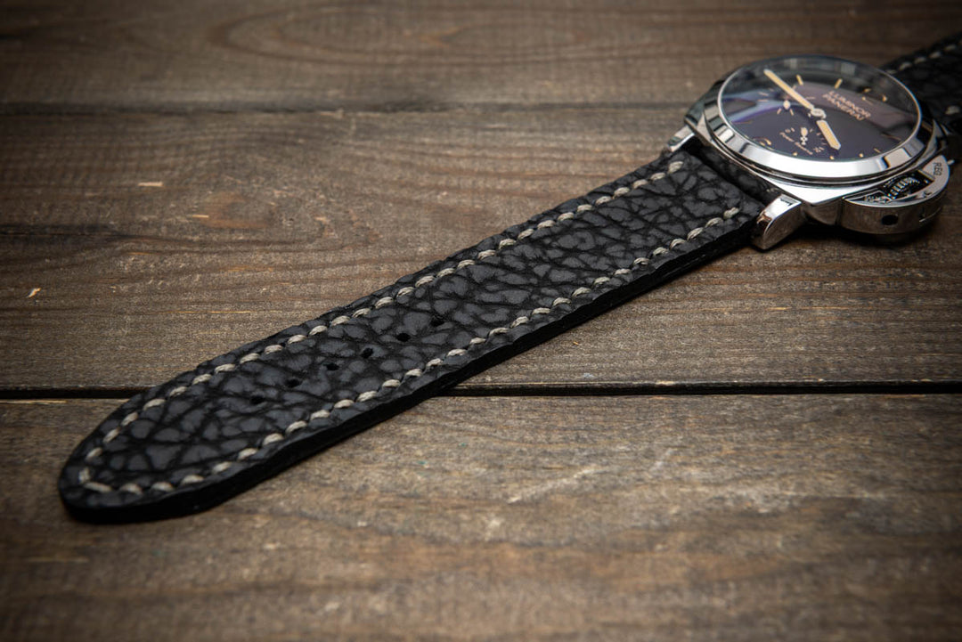Dark Grey Bison Leather Watch Strap