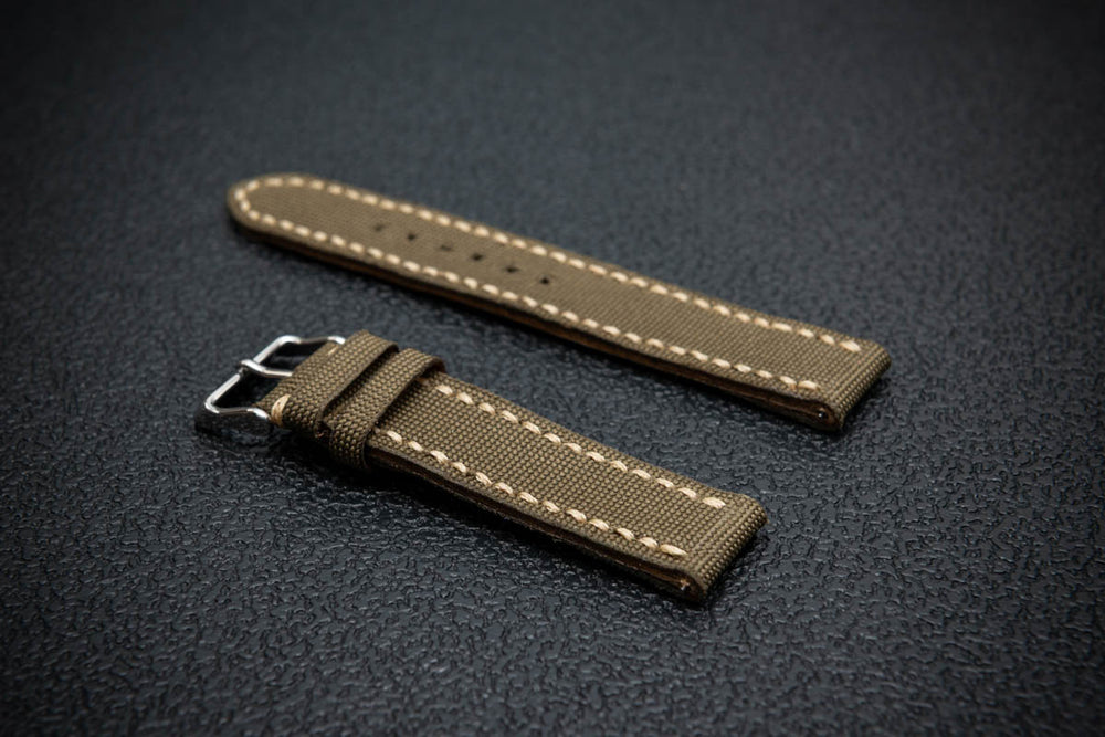Combat Olive Marine Sailcloth Watch Strap – Handmade Sailcloth by FinWatchStraps®