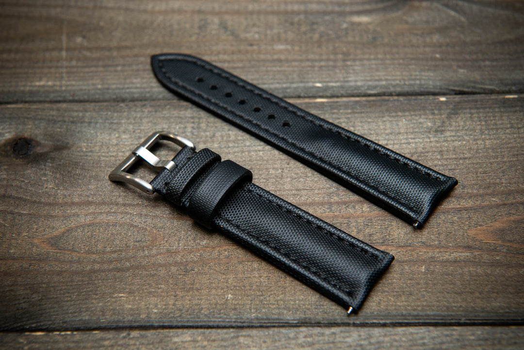 Stormsail sailcloth waterproof watch strap, Black watch band.