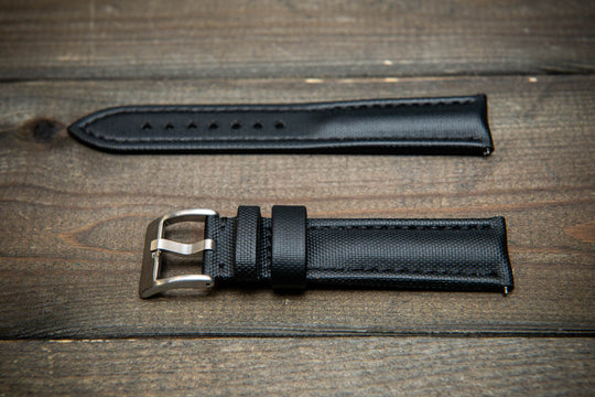 Stormsail sailcloth waterproof watch strap, Black watch band.