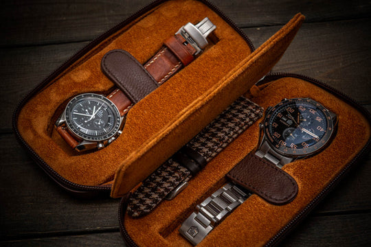 Milano Duo Travel Watch Case – Tuscan Tan
