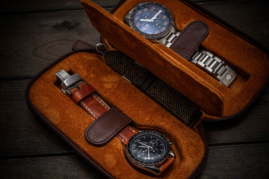 Milano Duo Travel Watch Case – Tuscan Tan