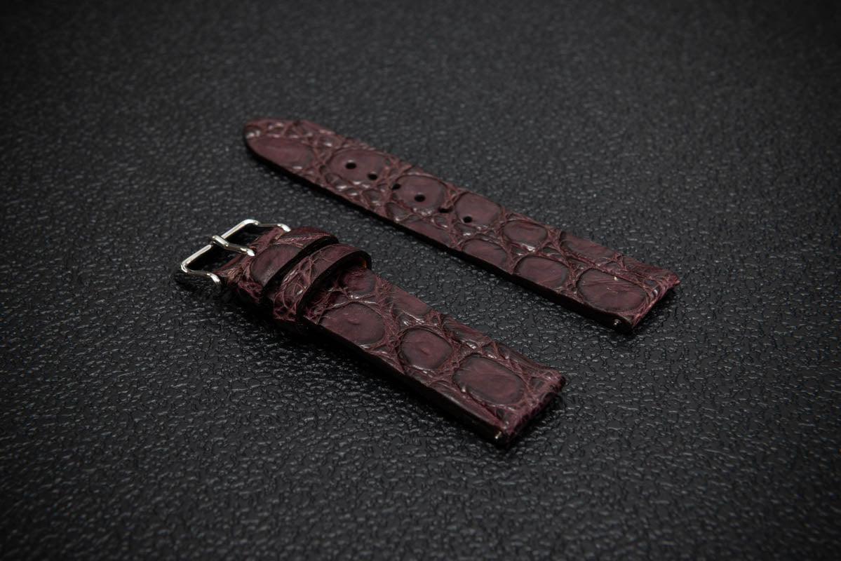 Bordeaux Alligator Leather Watch Strap – Handmade in Finland, Limited Edition