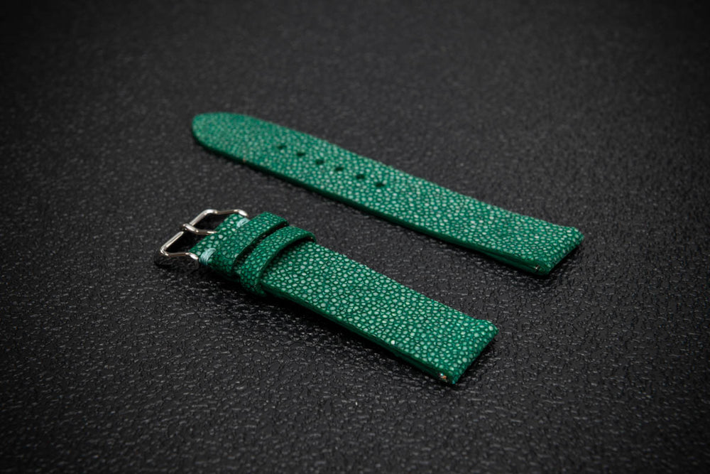 Emerald Green Stingray Leather Watch Strap – Handmade in Finland
