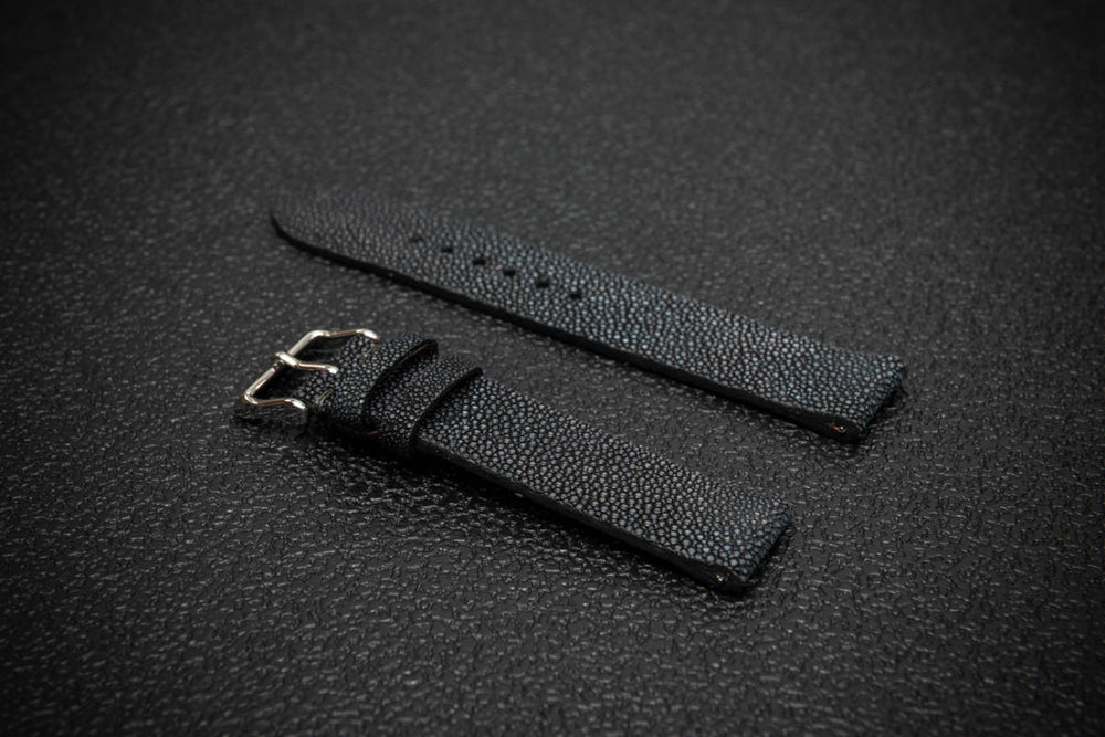 Black Stingray Leather Watch Strap – Handmade in Finland, Rare & Durable