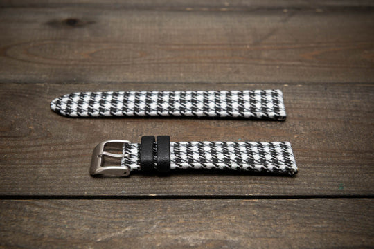 Black &amp; White Houndstooth – HARRIS TWEED® Watch Strap