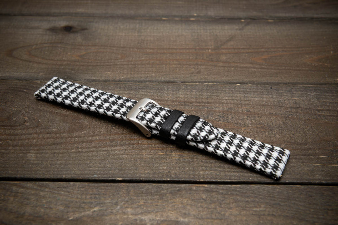 Black &amp; White Houndstooth – HARRIS TWEED® Watch Strap