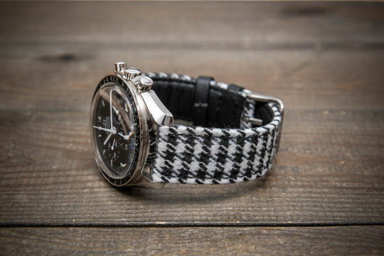 Black &amp; White Houndstooth – HARRIS TWEED® Watch Strap