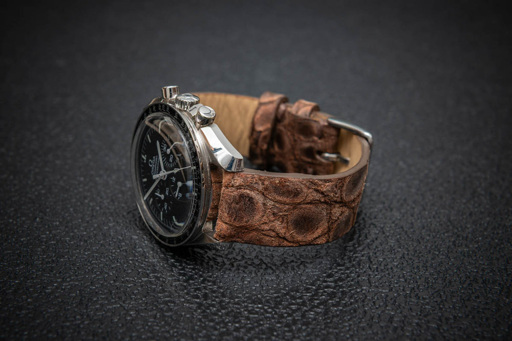 Vintage Ash Alligator Leather Watch Strap – Handmade in Finland, Limited Edition