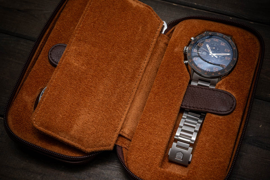 Milano Duo Travel Watch Case – Tuscan Tan