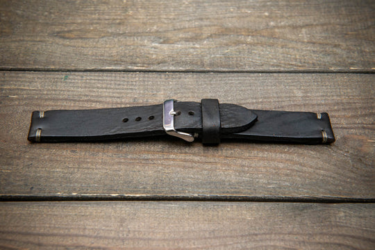 African Kudu Leather Watch Strap – Handmade in Finland, Rugged & Unique Black Leather Band