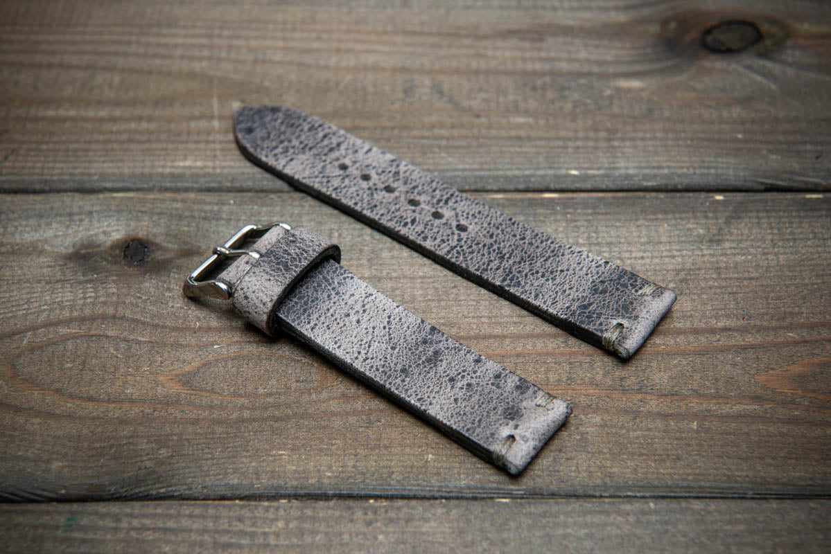 African Kudu Leather Watch Strap – Handmade in Finland | Finwatchstraps | Distressed Gray Watch Band