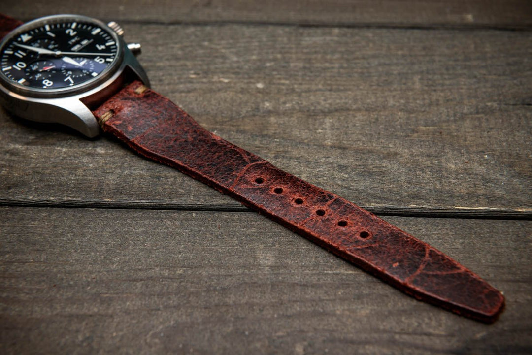 Pilot Leather Watch Strap, Aviator model, Military style tapered model - finwatchstraps