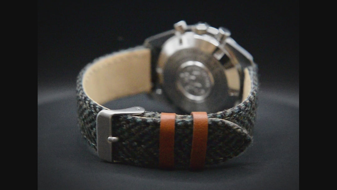 Tweed watch strap, Watch band made of HARRIS TWEED®, "Heather Glen"