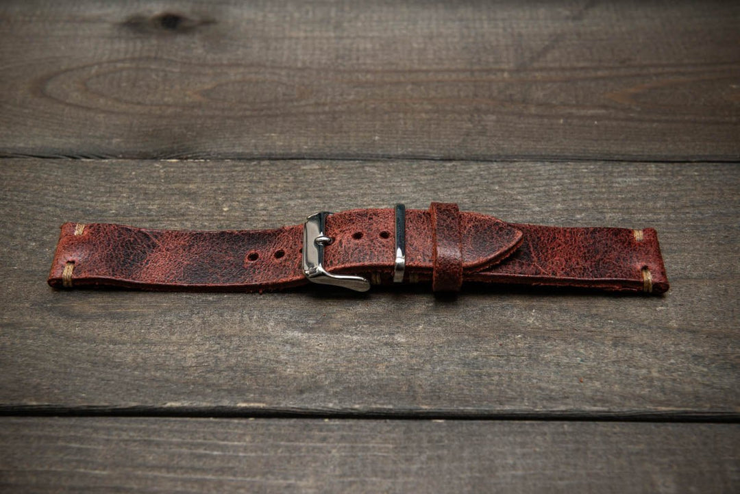 Suede vintage leather watch strap (Heritage), handmade in Finland - finwatchstraps