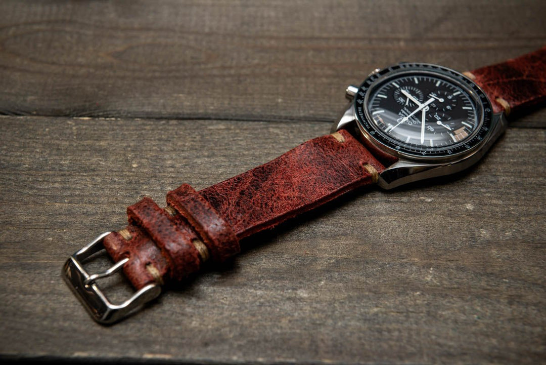 Suede vintage leather watch strap (Heritage), handmade in Finland - finwatchstraps