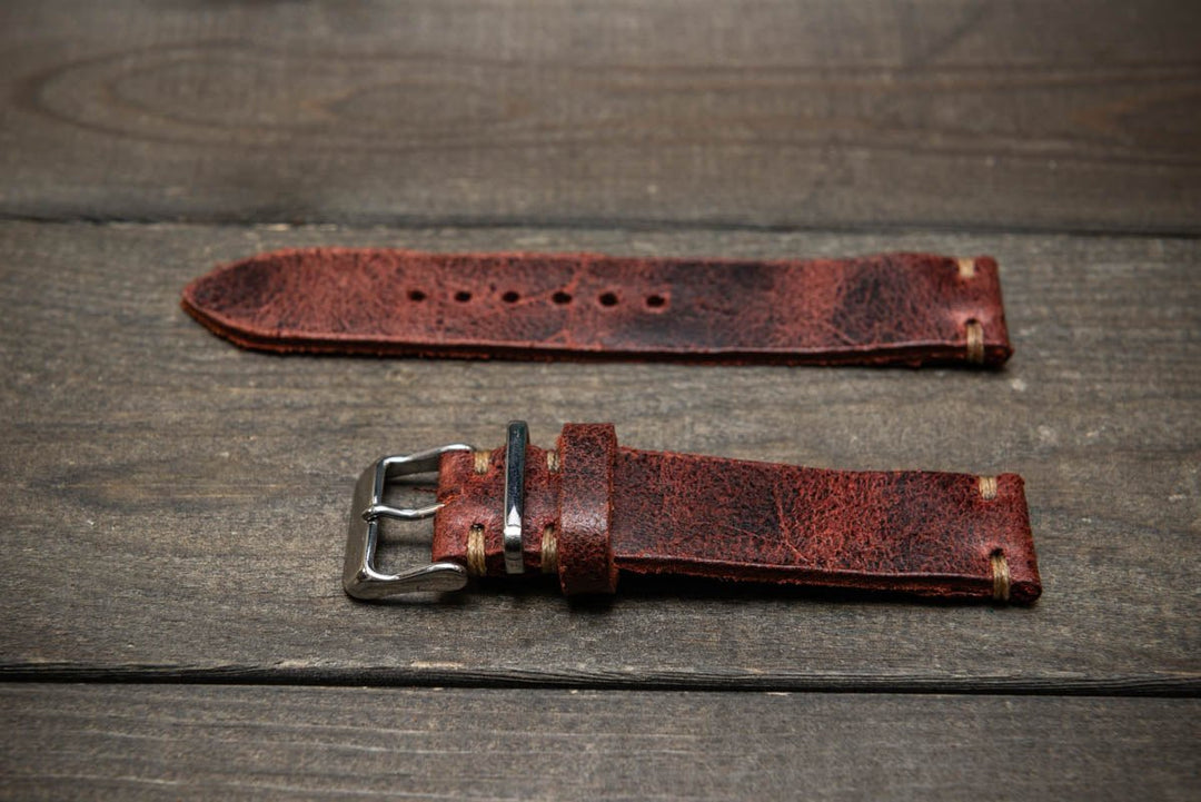 Suede vintage leather watch strap (Heritage), handmade in Finland - finwatchstraps