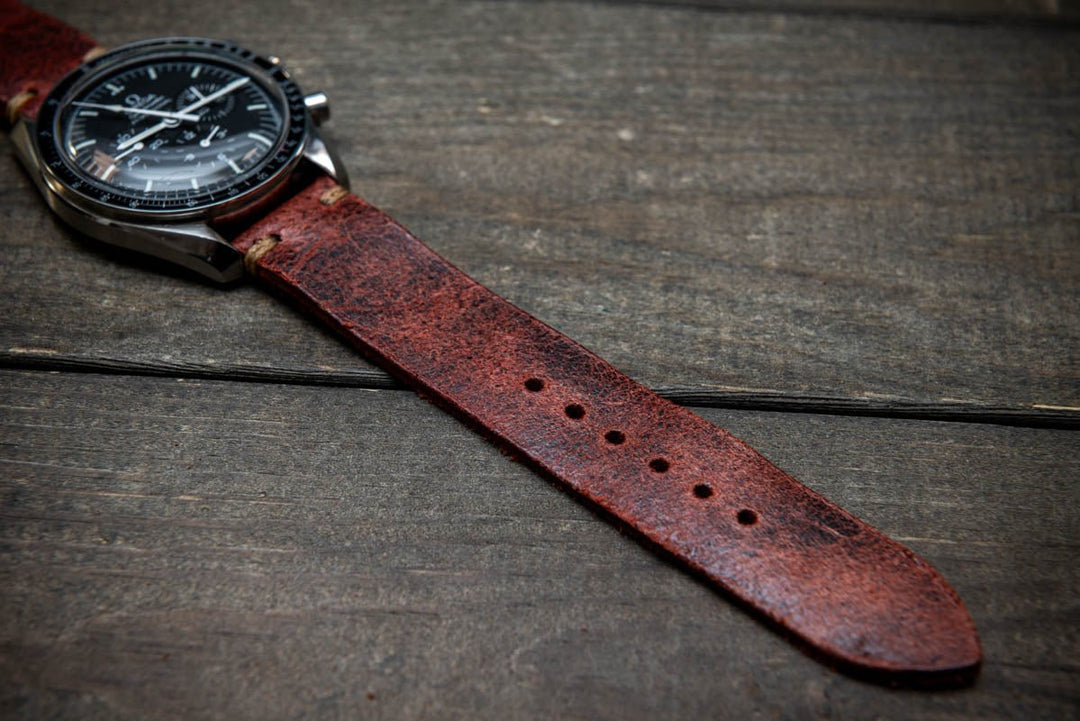 Suede vintage leather watch strap (Heritage), handmade in Finland - finwatchstraps