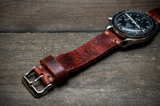 Suede vintage leather watch strap (Heritage), handmade in Finland - finwatchstraps