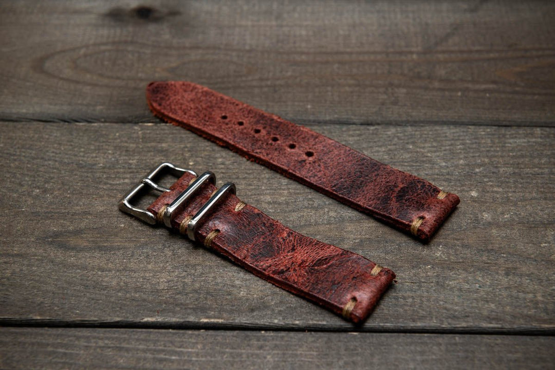 Suede vintage leather watch strap (Heritage), handmade in Finland - finwatchstraps