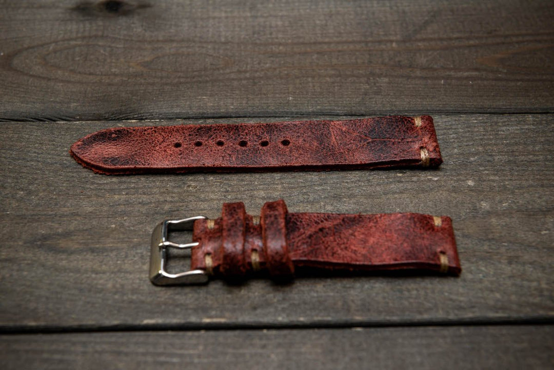 Suede vintage leather watch strap (Heritage), handmade in Finland - finwatchstraps