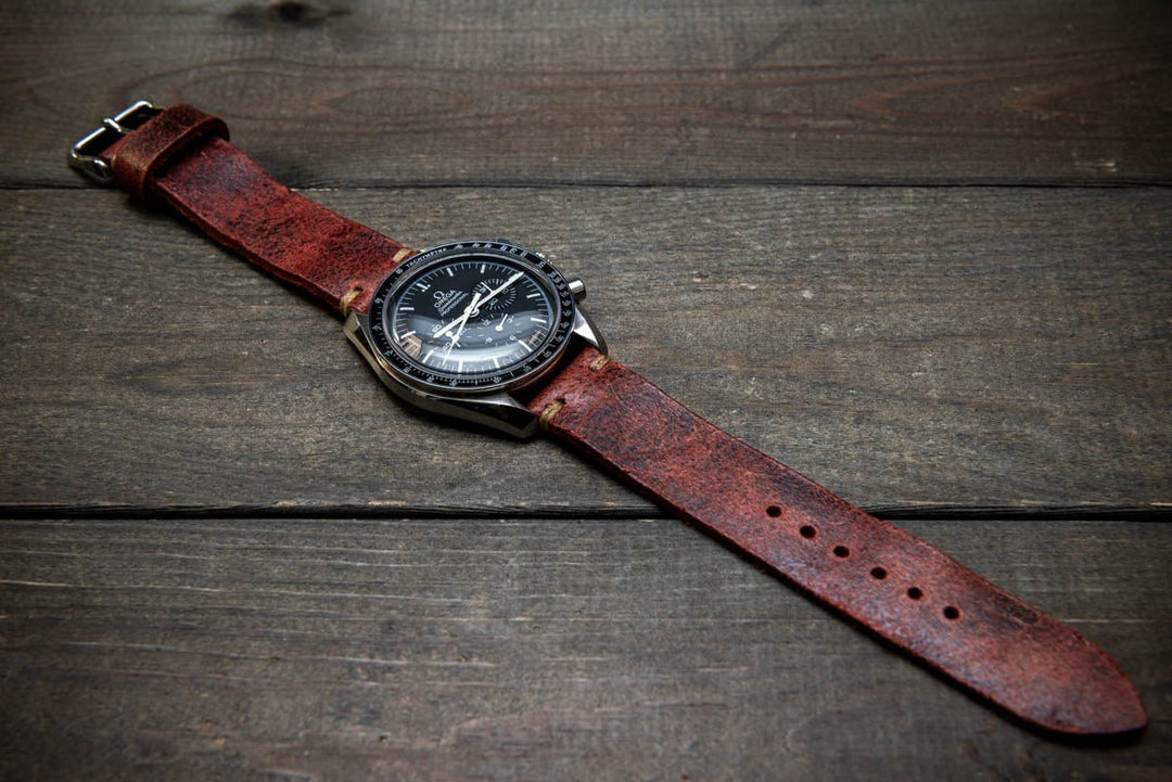 Suede vintage leather watch strap (Heritage), handmade in Finland - finwatchstraps