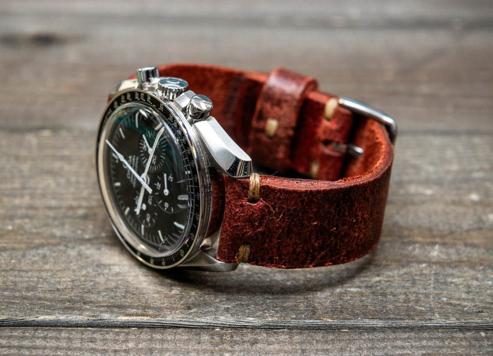 Suede vintage leather watch strap (Heritage), handmade in Finland - finwatchstraps