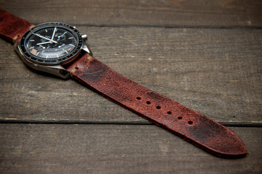 Suede vintage leather watch strap (Heritage), handmade in Finland - finwatchstraps