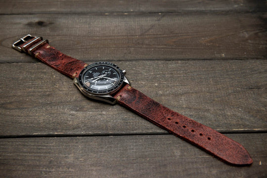 Suede vintage leather watch strap (Heritage), handmade in Finland - finwatchstraps