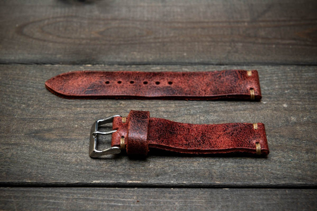 Suede vintage leather watch strap (Heritage), handmade in Finland - finwatchstraps