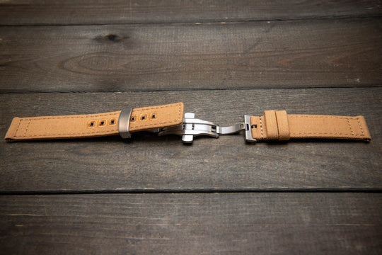 Army premium canvas watch strap, canvas watch band. Handmade in Finland - 19 mm, 20 mm, 21 mm, 22 mm. With a deployment clasp. - finwatchstraps