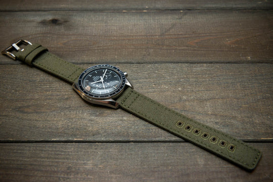 Army premium canvas watch strap, canvas watch band. Handmade in Finland - 20 mm, 22 mm. - finwatchstraps