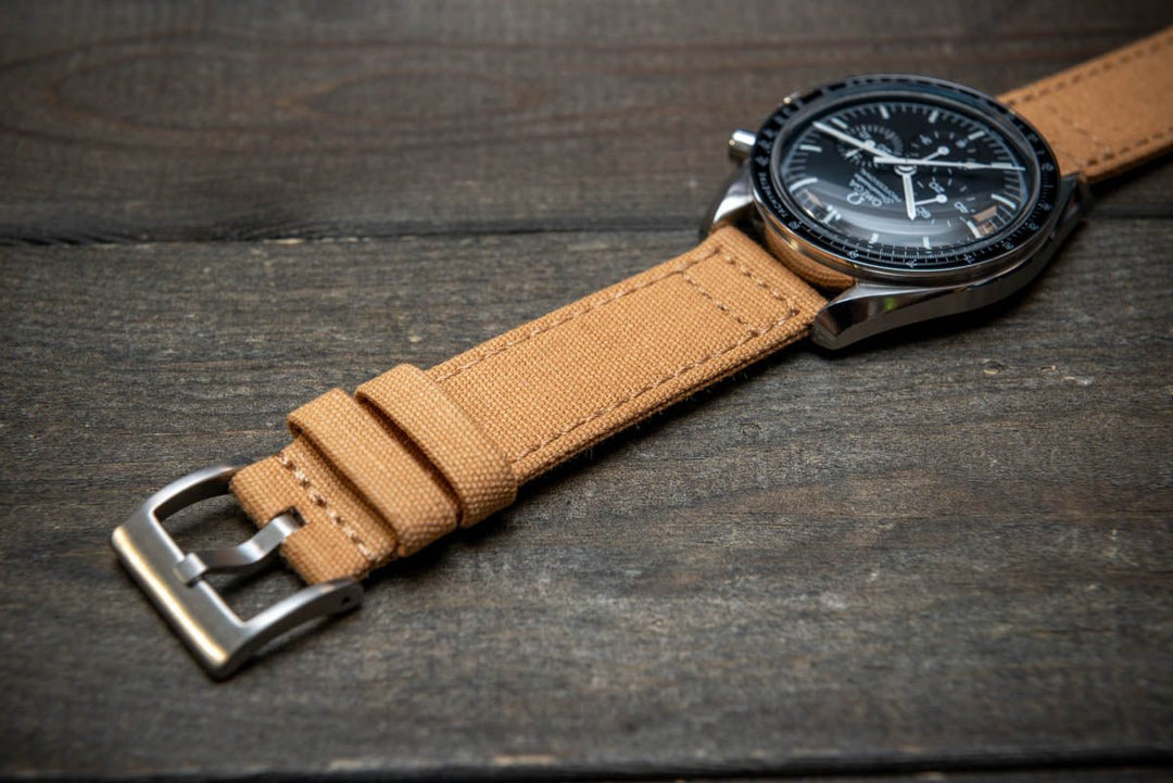 Army premium canvas watch strap, canvas watch band. Handmade in Finland - 20 mm, 22 mm. - finwatchstraps