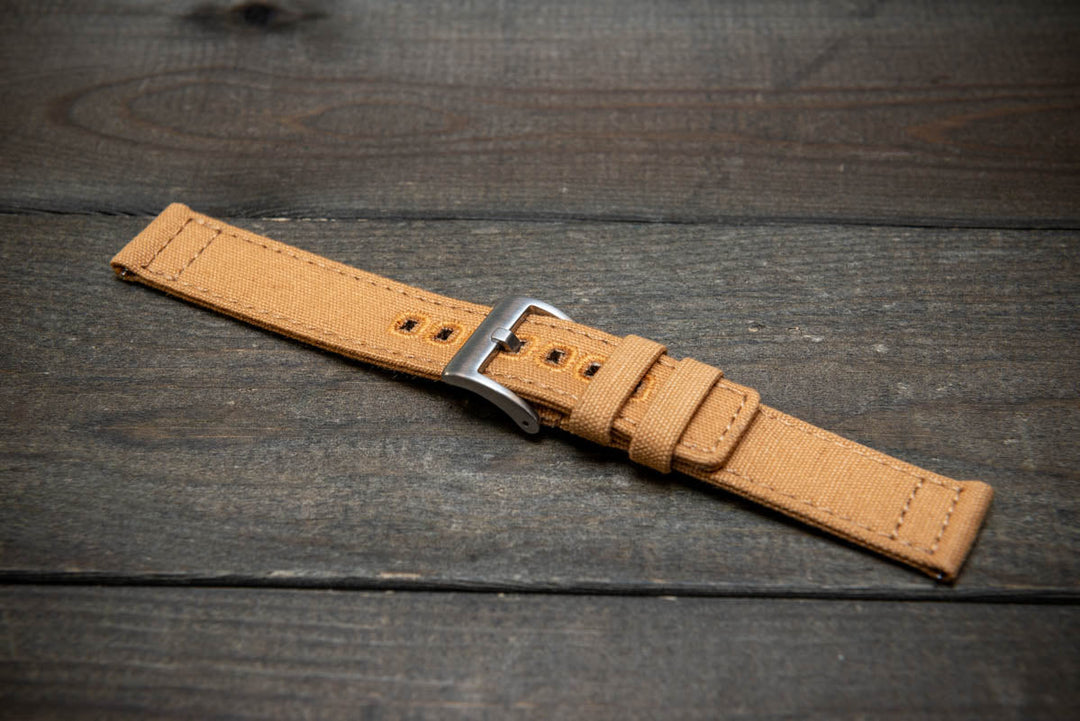 Army premium canvas watch strap, canvas watch band. Handmade in Finland - 20 mm, 22 mm. - finwatchstraps