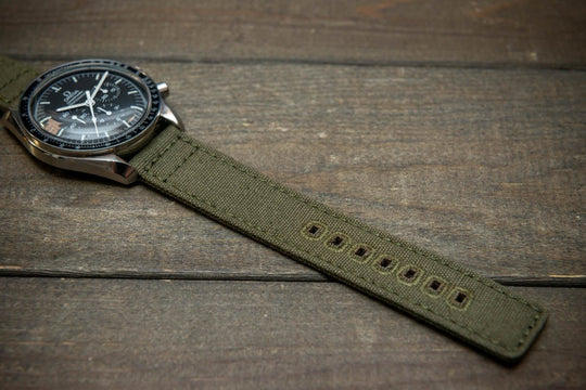 Army premium canvas watch strap, canvas watch band. Handmade in Finland - 20 mm, 22 mm. - finwatchstraps