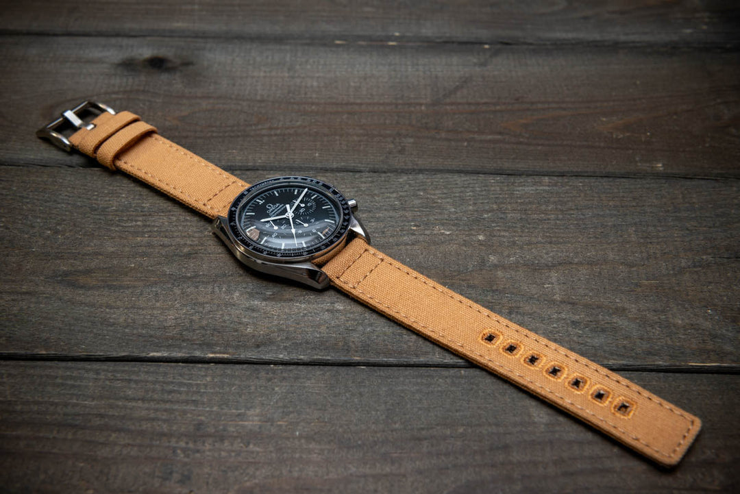 Army premium canvas watch strap, canvas watch band. Handmade in Finland - 20 mm, 22 mm. - finwatchstraps