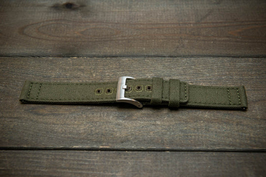 Army premium canvas watch strap, canvas watch band. Handmade in Finland - 20 mm, 22 mm. - finwatchstraps